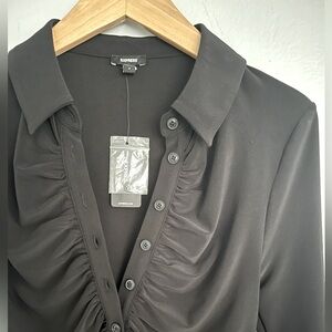 Ruched Black Blouse